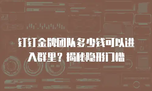 钉钉金牌团队多少钱可以进入群里？揭秘隐形门槛