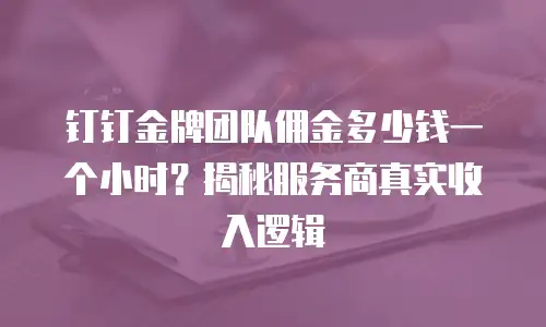 钉钉金牌团队佣金多少钱一个小时？揭秘服务商真实收入逻辑