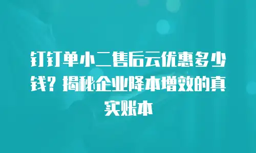 钉钉单小二售后云优惠多少钱？揭秘企业降本增效的真实账本