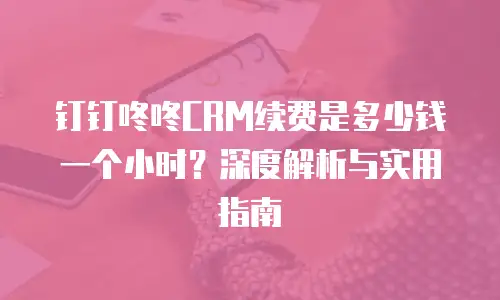 钉钉咚咚CRM续费是多少钱一个小时？深度解析与实用指南