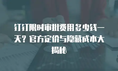 钉钉限时审批费用多少钱一天？官方定价与隐藏成本大揭秘
