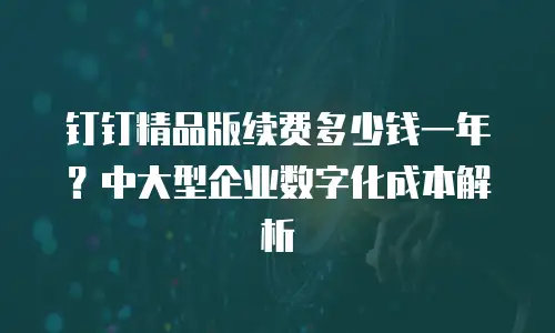 钉钉精品版续费多少钱一年？中大型企业数字化成本解析