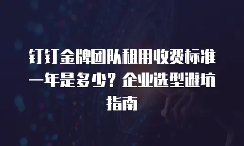 钉钉金牌团队租用收费标准一年是多少？企业选型避坑指南