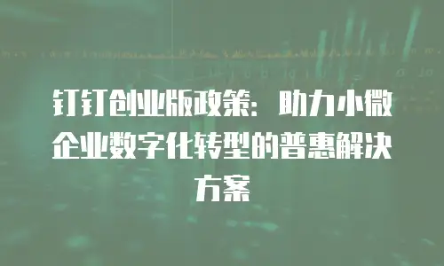 钉钉创业版政策：助力小微企业数字化转型的普惠解决方案