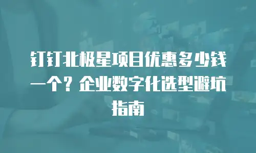 钉钉北极星项目优惠多少钱一个？企业数字化选型避坑指南