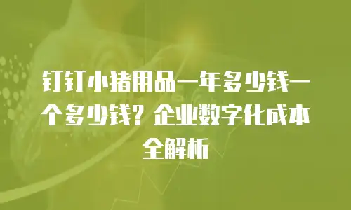 钉钉小猪用品一年多少钱一个多少钱？企业数字化成本全解析