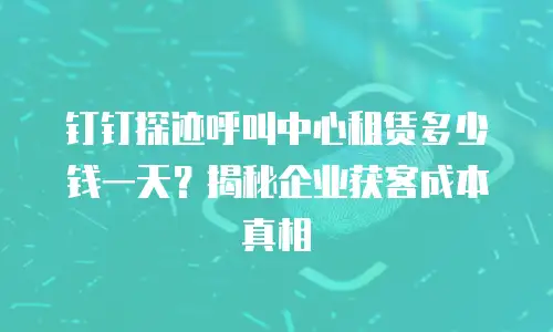 钉钉探迹呼叫中心租赁多少钱一天？揭秘企业获客成本真相