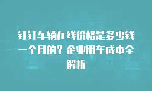 钉钉车辆在线价格是多少钱一个月的？企业用车成本全解析