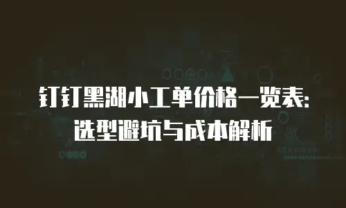 钉钉黑湖小工单价格一览表：选型避坑与成本解析