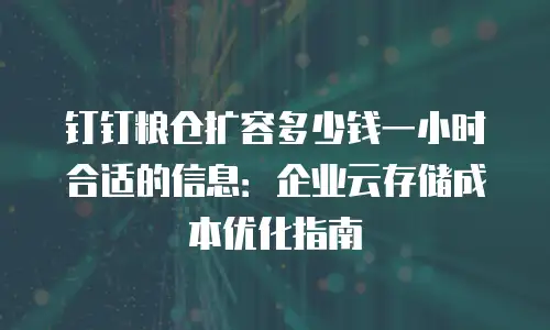 钉钉粮仓扩容多少钱一小时合适的信息：企业云存储成本优化指南
