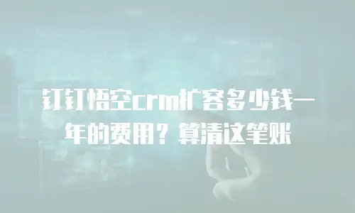 钉钉悟空crm扩容多少钱一年的费用？算清这笔账