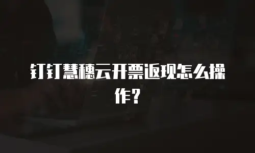 钉钉慧穗云开票返现怎么操作？