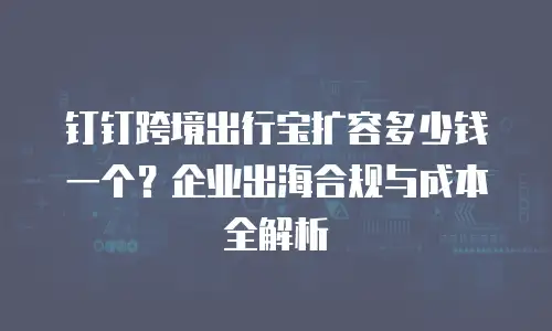 钉钉跨境出行宝扩容多少钱一个？企业出海合规与成本全解析