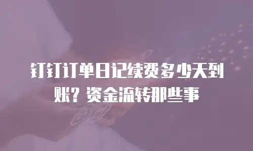 钉钉订单日记续费多少天到账？资金流转那些事