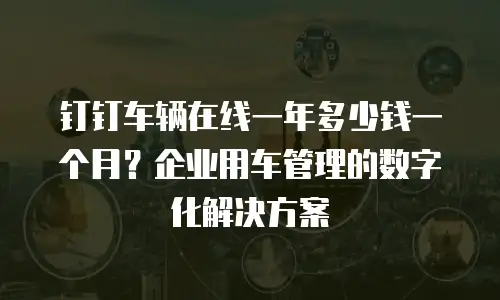 钉钉车辆在线一年多少钱一个月？企业用车管理的数字化解决方案