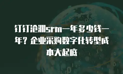 钉钉沧渊srm一年多少钱一年？企业采购数字化转型成本大起底