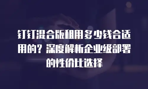 钉钉混合版租用多少钱合适用的？深度解析企业级部署的性价比选择
