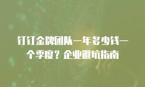 钉钉金牌团队一年多少钱一个季度？企业避坑指南