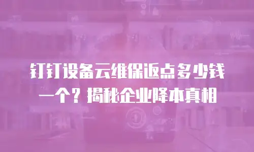 钉钉设备云维保返点多少钱一个？揭秘企业降本真相
