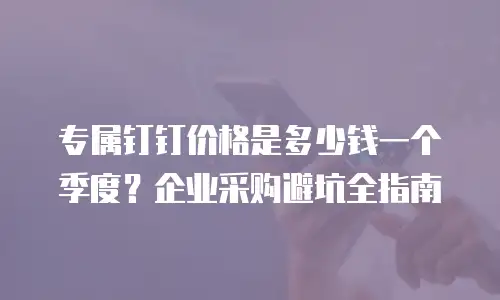专属钉钉价格是多少钱一个季度？企业采购避坑全指南
