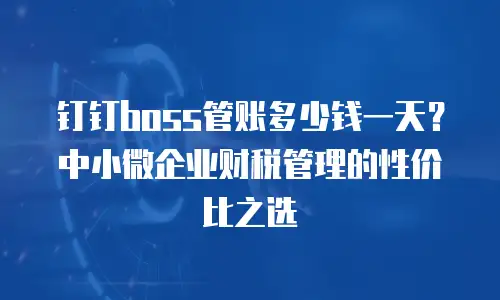 钉钉boss管账多少钱一天？中小微企业财税管理的性价比之选