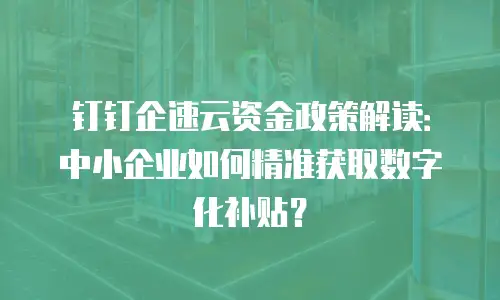 钉钉企速云资金政策解读：中小企业如何精准获取数字化补贴？