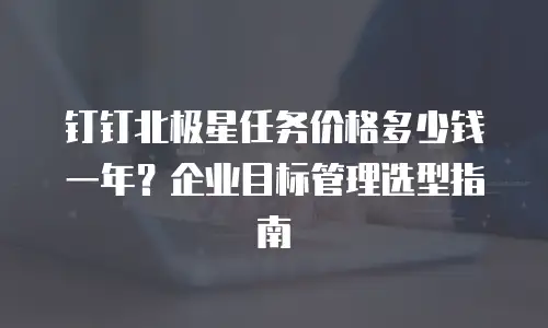 钉钉北极星任务价格多少钱一年？企业目标管理选型指南