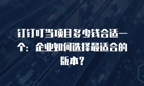 钉钉叮当项目多少钱合适一个：企业如何选择最适合的版本？