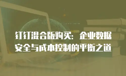 钉钉混合版购买：企业数据安全与成本控制的平衡之道