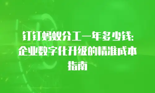 钉钉蚂蚁分工一年多少钱：企业数字化升级的精准成本指南