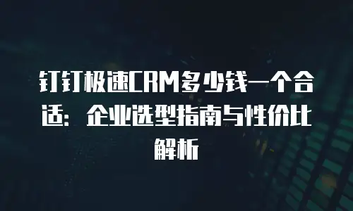 钉钉极速CRM多少钱一个合适：企业选型指南与性价比解析