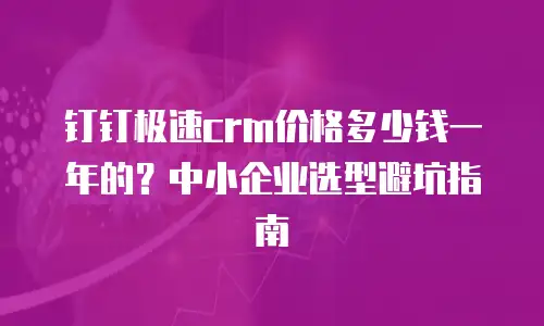 钉钉极速crm价格多少钱一年的？中小企业选型避坑指南