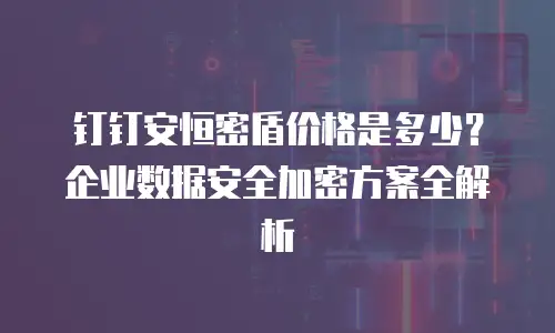钉钉安恒密盾价格是多少？企业数据安全加密方案全解析