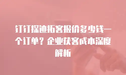 钉钉探迹拓客报价多少钱一个订单？企业获客成本深度解析
