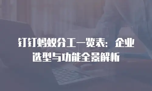 钉钉蚂蚁分工一览表：企业选型与功能全景解析