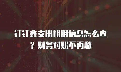 钉钉鑫支出租用信息怎么查？财务对账不再愁