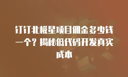 钉钉北极星项目佣金多少钱一个？揭秘低代码开发真实成本