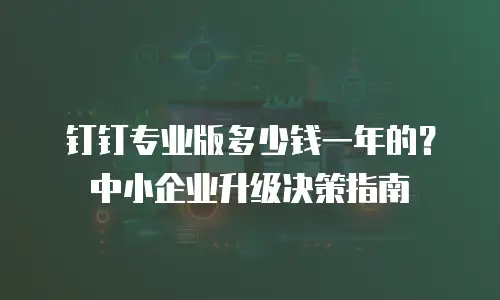 钉钉专业版多少钱一年的？中小企业升级决策指南