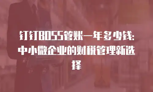 钉钉BOSS管账一年多少钱：中小微企业的财税管理新选择