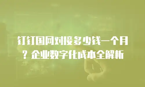 钉钉国网对接多少钱一个月？企业数字化成本全解析
