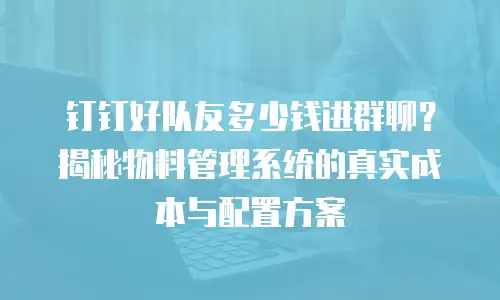 钉钉好队友多少钱进群聊？揭秘物料管理系统的真实成本与配置方案