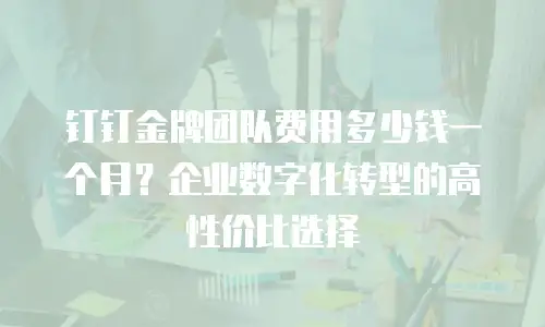 钉钉金牌团队费用多少钱一个月？企业数字化转型的高性价比选择