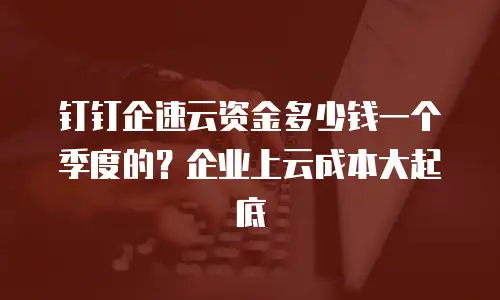 钉钉企速云资金多少钱一个季度的？企业上云成本大起底