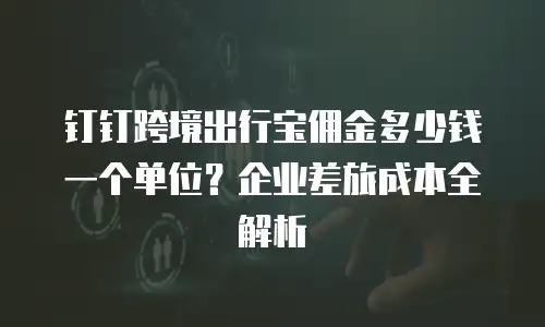 钉钉跨境出行宝佣金多少钱一个单位？企业差旅成本全解析
