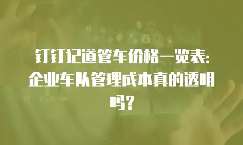 钉钉记道管车价格一览表：企业车队管理成本真的透明吗？