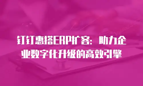 钉钉惠搭ERP扩容：助力企业数字化升级的高效引擎