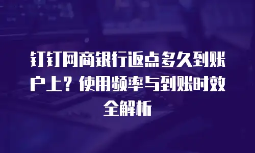 钉钉网商银行返点多久到账户上？使用频率与到账时效全解析