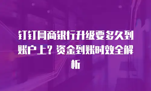 钉钉网商银行升级要多久到账户上？资金到账时效全解析