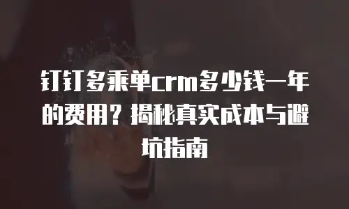 钉钉多乘单crm多少钱一年的费用？揭秘真实成本与避坑指南