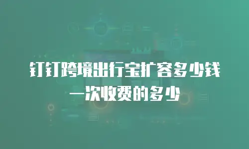 钉钉跨境出行宝扩容多少钱一次收费的多少
